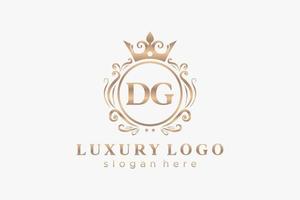 modèle initial de logo de luxe royal de lettre dg dans l'art vectoriel pour le restaurant, la royauté, la boutique, le café, l'hôtel, l'héraldique, les bijoux, la mode et d'autres illustrations vectorielles.