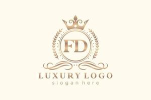 modèle de logo de luxe royal lettre initiale fd en art vectoriel pour restaurant, royauté, boutique, café, hôtel, héraldique, bijoux, mode et autres illustrations vectorielles.