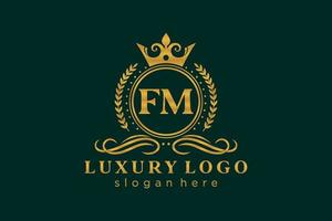 modèle de logo de luxe royal de lettre initiale fm dans l'art vectoriel pour le restaurant, la royauté, la boutique, le café, l'hôtel, l'héraldique, les bijoux, la mode et d'autres illustrations vectorielles.