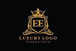 modèle de logo de luxe royal de lettre ee initiale dans l'art vectoriel pour le restaurant, la royauté, la boutique, le café, l'hôtel, l'héraldique, les bijoux, la mode et d'autres illustrations vectorielles.