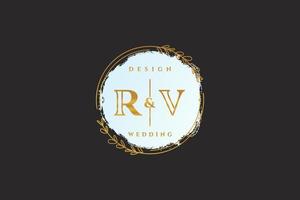 monogramme de beauté rv initial et logo d'écriture de conception de logo élégant de signature initiale, mariage, mode, floral et botanique avec modèle créatif. vecteur
