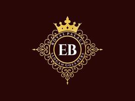lettre eb logo victorien de luxe royal antique avec cadre ornemental. vecteur