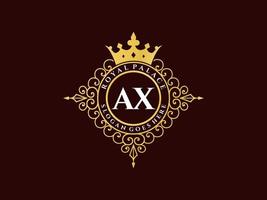 lettre hache logo victorien de luxe royal antique avec cadre ornemental. vecteur