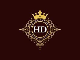 lettre hd logo victorien de luxe royal antique avec cadre ornemental. vecteur