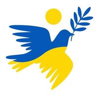 colombe de la paix aux couleurs du drapeau ukrainien. illustration de stock de vecteur. vecteur