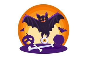 modèle d'halloween avec chauve-souris pour invitation ou carte vecteur