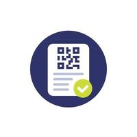 document avec icône de code qr, vecteur plat