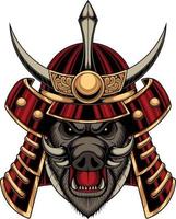 illustration vectorielle de sanglier samouraï vecteur