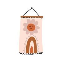 affiche de tissu de pépinière de décor de mur de boho. Élément de décor neutre scandinave pour chambre de bébé boho. clipart minimaliste de douche de bébé pour nouveau-né vecteur