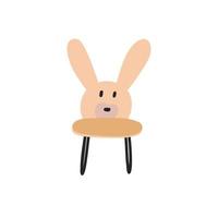 chaise bébé en bois en forme de lapin. Élément de décor neutre scandinave pour chambre de bébé boho. clipart minimaliste de douche de bébé pour nouveau-né vecteur