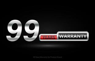 99 ans de garantie logo argenté isolé sur fond noir, conception vectorielle pour la garantie du produit, la garantie, le service, l'entreprise et votre entreprise. vecteur