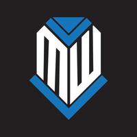 création de logo de lettre mw sur fond noir. concept de logo de lettre initiales créatives mw. conception de lettre mw. vecteur