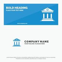 bannière de site Web d'icône solide de cour de campus de banque universitaire et modèle de logo d'entreprise vecteur