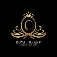 création de logo vectoriel lettre c royal crest pour marque vintage et initiale de soins de beauté