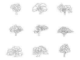 arbre dessin au trait ensemble illustration croquis vecteur