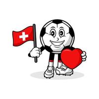 mascotte dessin animé football amour conception de drapeau suisse vecteur