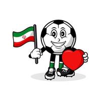 mascotte, dessin animé, football, amour, iran, drapeau, conception vecteur