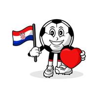 mascotte, dessin animé, football, amour, croatie, drapeau, conception vecteur