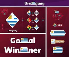 collection graphique du kit média de conception de l'équipe nationale d'uruguay. Ensemble vectoriel d'éléments de conception de championnat du monde de football ou de football 2022. bannières, affiches, kit de médias sociaux, modèles, tableau de bord