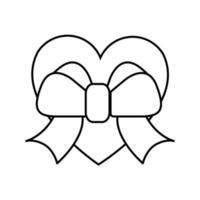 icône de coeur simple linéaire noir et blanc avec un arc pour les vacances de l'amour saint valentin ou le 8 mars. illustration vectorielle vecteur