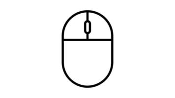 illustration vectorielle icône plate linéaire noir et blanc de souris d'ordinateur numérique sans fil avec boutons et molette sur fond blanc. concept informatique technologies numériques vecteur
