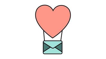 icône simple colorée dans un style plat d'un beau coeur de ballon avec une enveloppe pour les vacances de l'amour le jour de la Saint-Valentin ou le 8 mars. illustration vectorielle vecteur