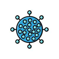 icône bleue du virus médical microbe souche mortelle dangereuse covid-19 coronavirus épidémie pandémie maladie. illustration vectorielle isolée sur fond blanc vecteur
