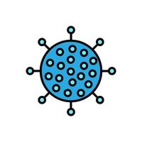 icône bleue du virus médical chinois microbe souche mortelle dangereuse covid 019 coronavirus épidémie pandémie maladie. illustration vectorielle isolée sur fond blanc vecteur