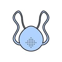 icône bleue du masque médical jetable en papier de gaze de protection d'un respirateur contre le virus souche dangereuse covid 019 épidémie de coronavirus maladie pandémique. illustration vectorielle vecteur