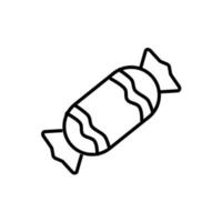 petite icône linéaire simple en noir et blanc d'un beau régal de noël festif du nouvel an, bonbons dans un paquet sur fond blanc. illustration vectorielle vecteur
