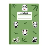 un cahier d'écolier avec un sympathique panda mignon. illustration vectorielle vecteur