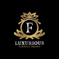 lettre f avec crête de luxe couronne pour soins de beauté, salon, spa, création de logo vectoriel de mode