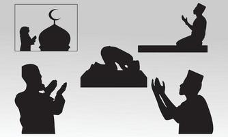collection de silhouettes de prière islamique vecteur