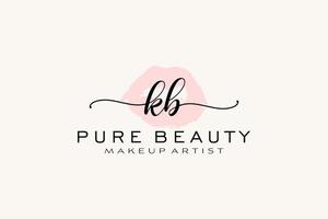 création initiale de logo préfabriqué pour les lèvres aquarelles kb, logo pour la marque d'entreprise de maquilleur, création de logo de boutique de beauté blush, logo de calligraphie avec modèle créatif. vecteur