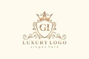 modèle initial de logo de luxe royal de lettre gi dans l'art vectoriel pour le restaurant, la royauté, la boutique, le café, l'hôtel, l'héraldique, les bijoux, la mode et d'autres illustrations vectorielles.