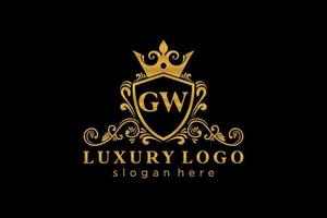 modèle initial de logo de luxe royal de lettre gw dans l'art vectoriel pour le restaurant, la royauté, la boutique, le café, l'hôtel, l'héraldique, les bijoux, la mode et d'autres illustrations vectorielles.