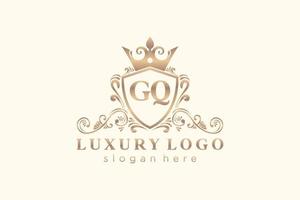 modèle initial de logo de luxe royal de lettre gq dans l'art vectoriel pour le restaurant, la royauté, la boutique, le café, l'hôtel, l'héraldique, les bijoux, la mode et d'autres illustrations vectorielles.