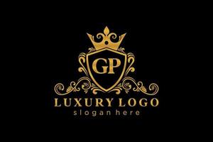 modèle initial de logo de luxe royal de lettre gp dans l'art vectoriel pour le restaurant, la royauté, la boutique, le café, l'hôtel, l'héraldique, les bijoux, la mode et d'autres illustrations vectorielles.
