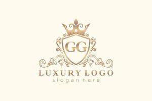 modèle initial de logo de luxe royal de lettre gg dans l'art vectoriel pour le restaurant, la royauté, la boutique, le café, l'hôtel, l'héraldique, les bijoux, la mode et d'autres illustrations vectorielles.