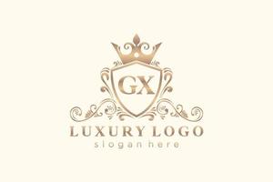 modèle initial de logo de luxe royal de lettre gx dans l'art vectoriel pour le restaurant, la royauté, la boutique, le café, l'hôtel, l'héraldique, les bijoux, la mode et d'autres illustrations vectorielles.