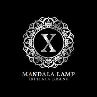 lettre x mandala lampe initiales création de logo vectoriel décoratif pour mariage, spa, hôtel, soins de beauté