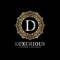 lettre d luxueuse fleur décorative mandala art initiales création de logo vectoriel pour mariage, spa, hôtel, soins de beauté