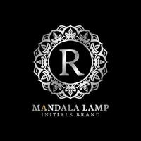 lettre r mandala lampe initiales création de logo vectoriel décoratif pour mariage, spa, hôtel, soins de beauté