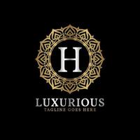 lettre h luxueuse fleur décorative mandala art initiales création de logo vectoriel pour mariage, spa, hôtel, soins de beauté