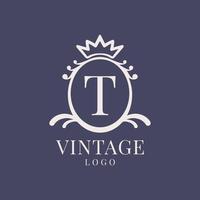 création de logo vintage lettre t pour produit de beauté classique, marque rustique, mariage, spa, salon, hôtel vecteur