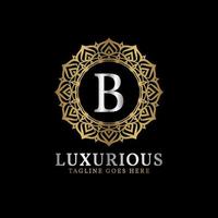 lettre b luxueuse fleur décorative mandala art initiales création de logo vectoriel pour mariage, spa, hôtel, soins de beauté