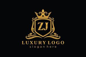 modèle initial de logo de luxe royal de lettre zj dans l'art vectoriel pour le restaurant, la royauté, la boutique, le café, l'hôtel, l'héraldique, les bijoux, la mode et d'autres illustrations vectorielles.