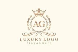 modèle de logo de luxe royal de lettre ag initiale dans l'art vectoriel pour le restaurant, la royauté, la boutique, le café, l'hôtel, l'héraldique, les bijoux, la mode et d'autres illustrations vectorielles.