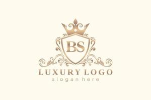 modèle initial de logo de luxe royal de lettre bs dans l'art vectoriel pour le restaurant, la royauté, la boutique, le café, l'hôtel, l'héraldique, les bijoux, la mode et d'autres illustrations vectorielles.
