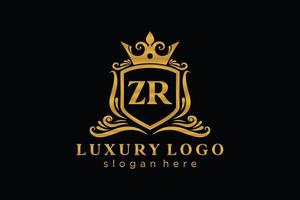 modèle initial de logo de luxe royal de lettre zr dans l'art vectoriel pour le restaurant, la royauté, la boutique, le café, l'hôtel, l'héraldique, les bijoux, la mode et d'autres illustrations vectorielles.